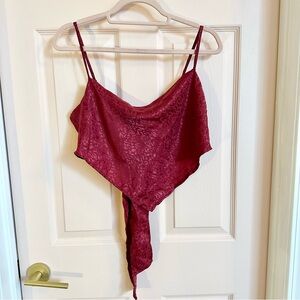 Shiny red Japna tie back handkerchief top